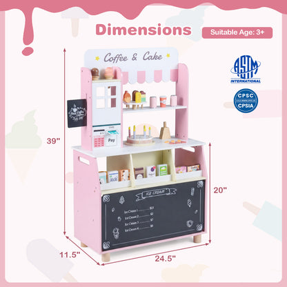 Kids Ice Cream Shop with 27 Accessories and Ice Cream Machine for Ages 3+, Pink Play Kitchen Sets at Gallery Canada