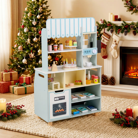 Kids Ice Cream Shop with 27 Accessories and Ice Cream Machine for Ages 3+, Blue Play Kitchen Sets Blue at Gallery Canada