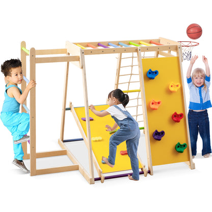 Kids Indoor Playground 6-in-1 Jungle Gym for 3-14 Years Olds-Rainbow, Multicolor Climbers & Slides at Gallery Canada