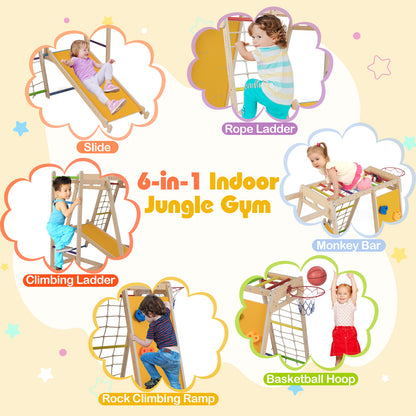 Kids Indoor Playground 6-in-1 Jungle Gym for 3-14 Years Olds-Rainbow, Multicolor Climbers & Slides at Gallery Canada