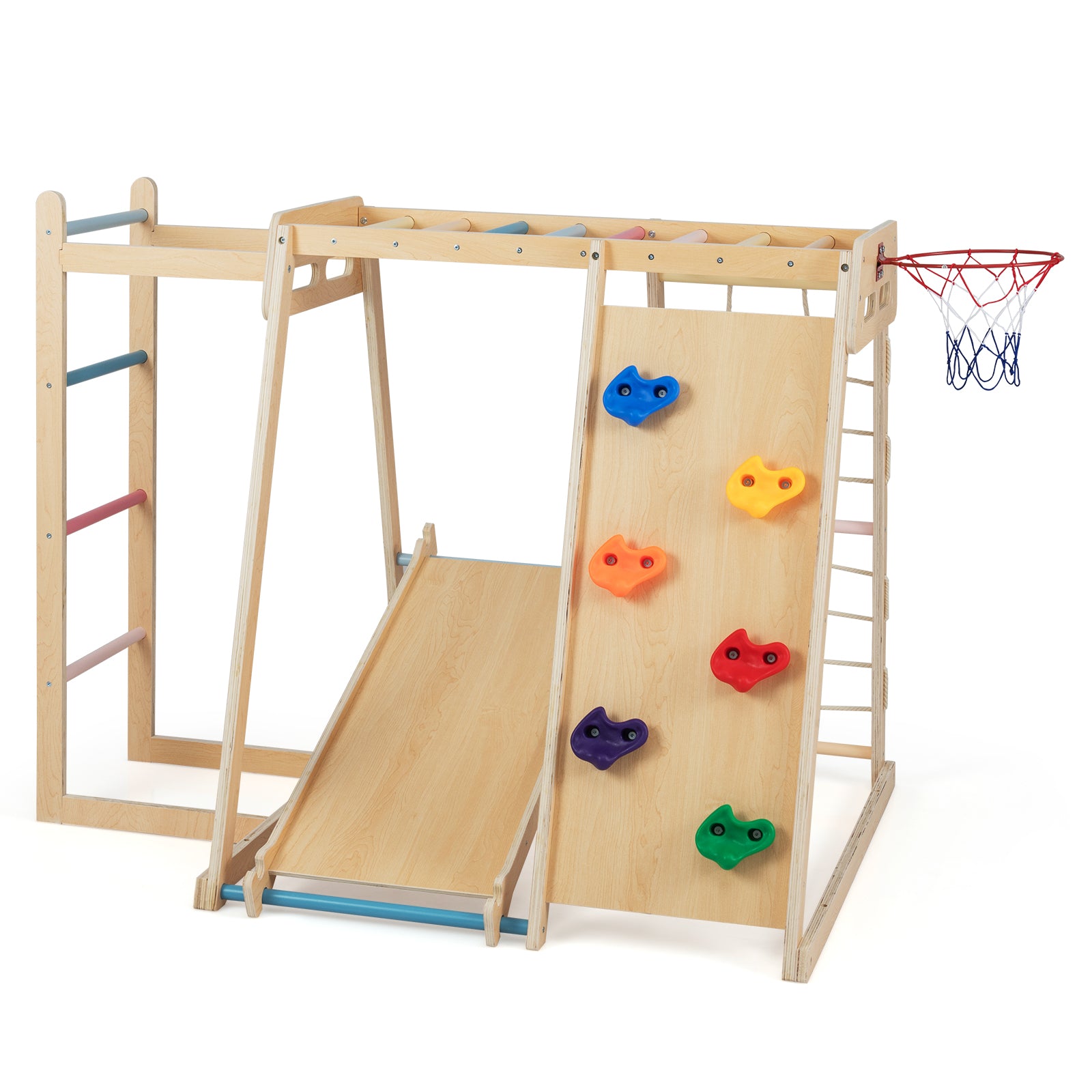 Kids Indoor Playground 6-in-1 Jungle Gym for 3-14 Years Olds, Macaron Climbers & Slides Macaron at Gallery Canada