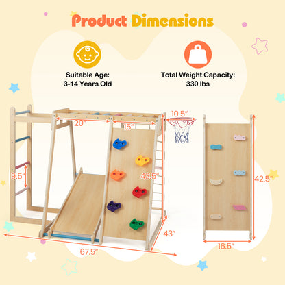 Kids Indoor Playground 6-in-1 Jungle Gym for 3-14 Years Olds, Macaron Climbers & Slides at Gallery Canada