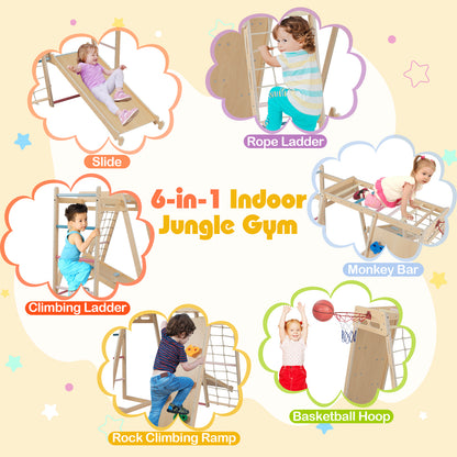 Kids Indoor Playground 6-in-1 Jungle Gym for 3-14 Years Olds, Macaron Climbers & Slides at Gallery Canada