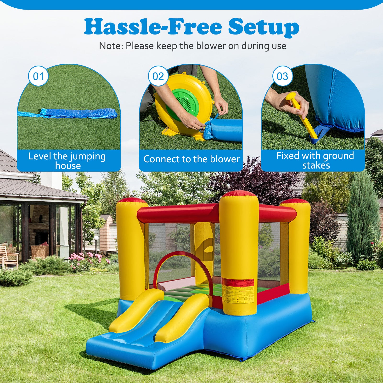 Kids Inflatable Bounce House With Slide, 480W Blower Bounce House at Gallery Canada