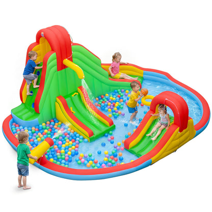 Parc aquatique gonflable pour enfants, 3 toboggans, pataugeoire