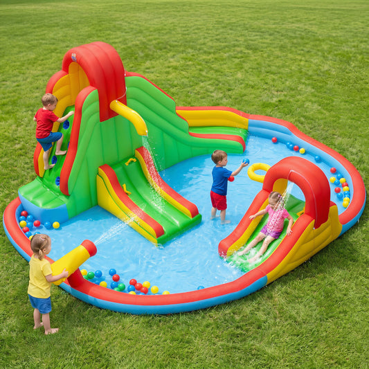 Kids Inflatable Water Park, 3 Slides, Splash Pool