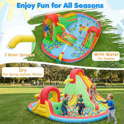 Parc aquatique gonflable pour enfants, 3 toboggans, pataugeoire