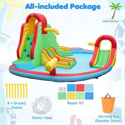 Parc aquatique gonflable pour enfants, 3 toboggans, pataugeoire