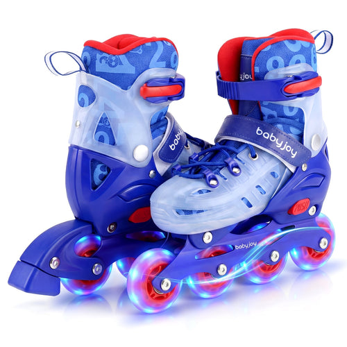 Kids Inline Skates With Light Up Wheels, Ages 9-14, Blue
