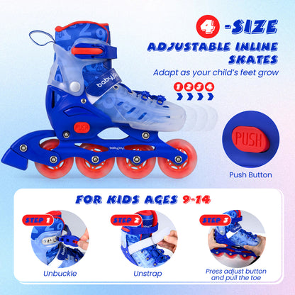 Kids Inline Skates With Light Up Wheels, Ages 9-14, Blue Toy Sports at Gallery Canada