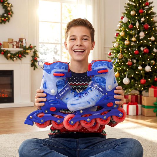 Kids Inline Skates With Light Up Wheels, Ages 9-14, Blue Toy Sports Blue at Gallery Canada