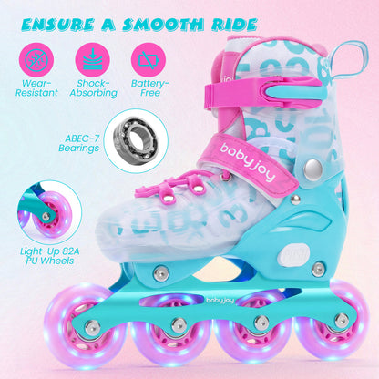 Kids Inline Skates, Light Up Wheels, Ages 9-14, Pink Blue Toy Sports at Gallery Canada