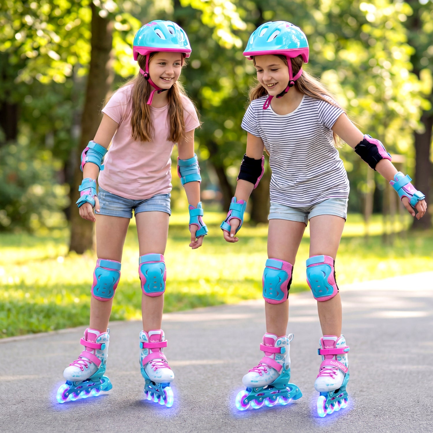 Kids Inline Skates, Light Up Wheels, Ages 9-14, Pink Blue Toy Sports at Gallery Canada