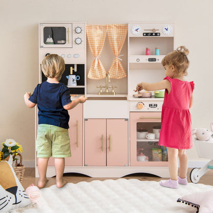 Kids Kitchen Playset, Microwave and Coffee Maker, Ages 3+, Pink Play Kitchen Sets at Gallery Canada