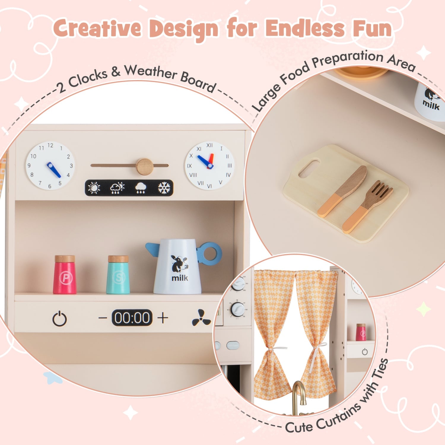 Kids Kitchen Playset, Microwave and Coffee Maker, Ages 3+, Pink Play Kitchen Sets at Gallery Canada