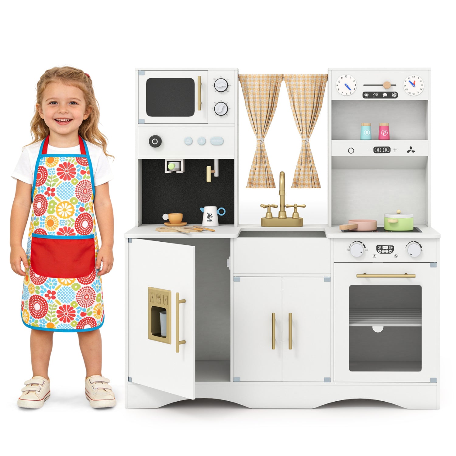 Kids Kitchen Playset, Microwave, Coffee Maker, Ages 3+, White Play Kitchen Sets at Gallery Canada