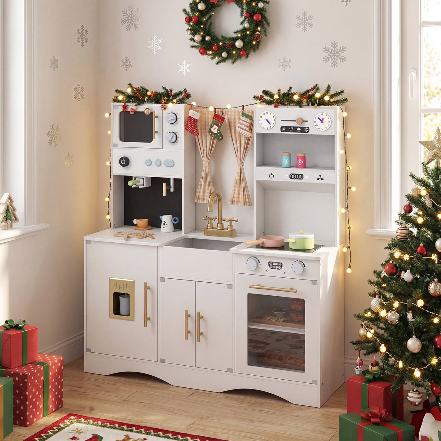 Kids Kitchen Playset, Microwave, Coffee Maker, Ages 3+, White Play Kitchen Sets at Gallery Canada