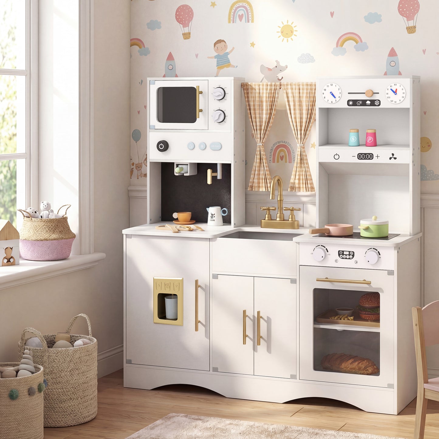 Kids Kitchen Playset, Microwave, Coffee Maker, Ages 3+, White Play Kitchen Sets at Gallery Canada