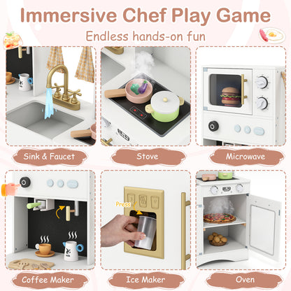 Kids Kitchen Playset, Microwave, Coffee Maker, Ages 3+, White Play Kitchen Sets at Gallery Canada