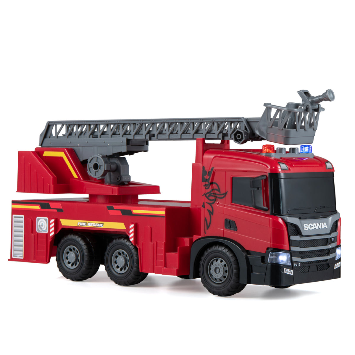 Camion de pompiers jouet grand modèle pour enfants, échelle extensible, rouge