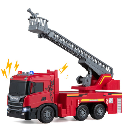 Camion de pompiers jouet grand modèle pour enfants, échelle extensible, rouge