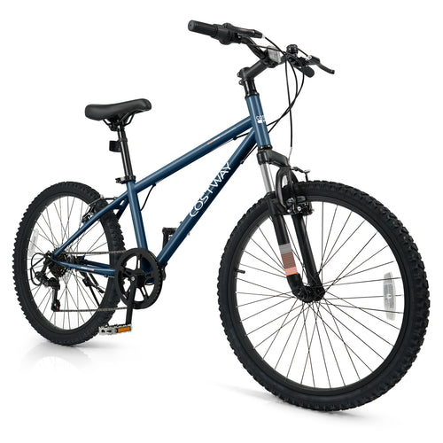 Kids Mountain Bike, 24 Inch, Child Bicycle For Boys Girls, Navy