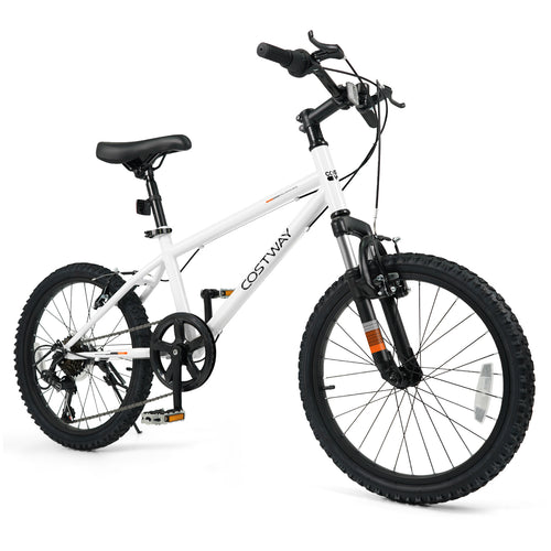 Kids Mountain Bike 20 24 Inch Child Bicycle for Boys Girls Aged 8+ Years Old White-20 Inch, White