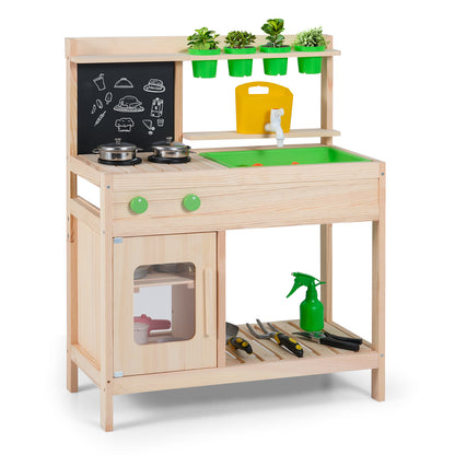 Kids Mud Kitchen Play Pretend Kitchen with Chalkboard for Kids Aged 3+ Play Kitchen Sets at Gallery Canada
