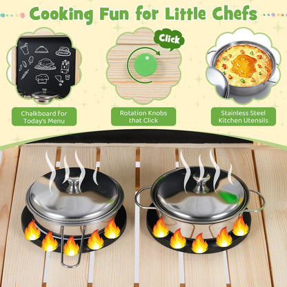 Kids Mud Kitchen Play Pretend Kitchen with Chalkboard for Kids Aged 3+ Play Kitchen Sets at Gallery Canada