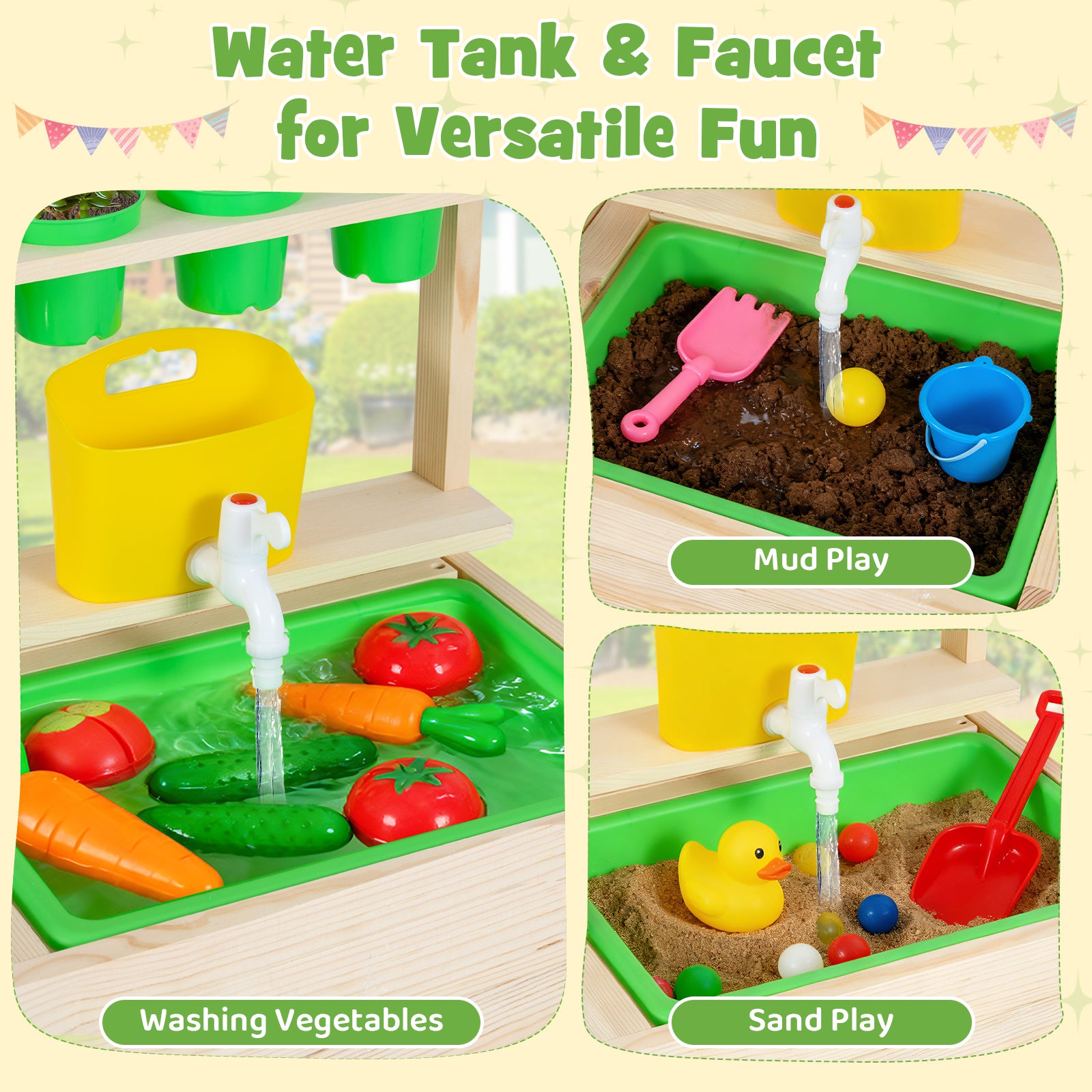 Kids Mud Kitchen Play Pretend Kitchen with Chalkboard for Kids Aged 3+ Play Kitchen Sets at Gallery Canada