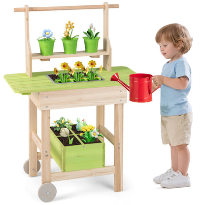 Kids Mud Kitchen With Removable Pots, Watering Can, Planting Trough