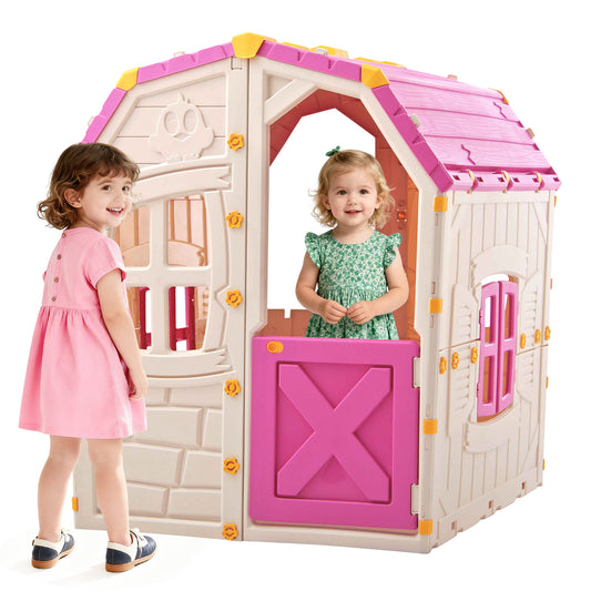 Kids Outdoor Playhouse with Openable Windows and Door for Indoor Room, Pink Play Tents & Playhouse Pink at Gallery Canada
