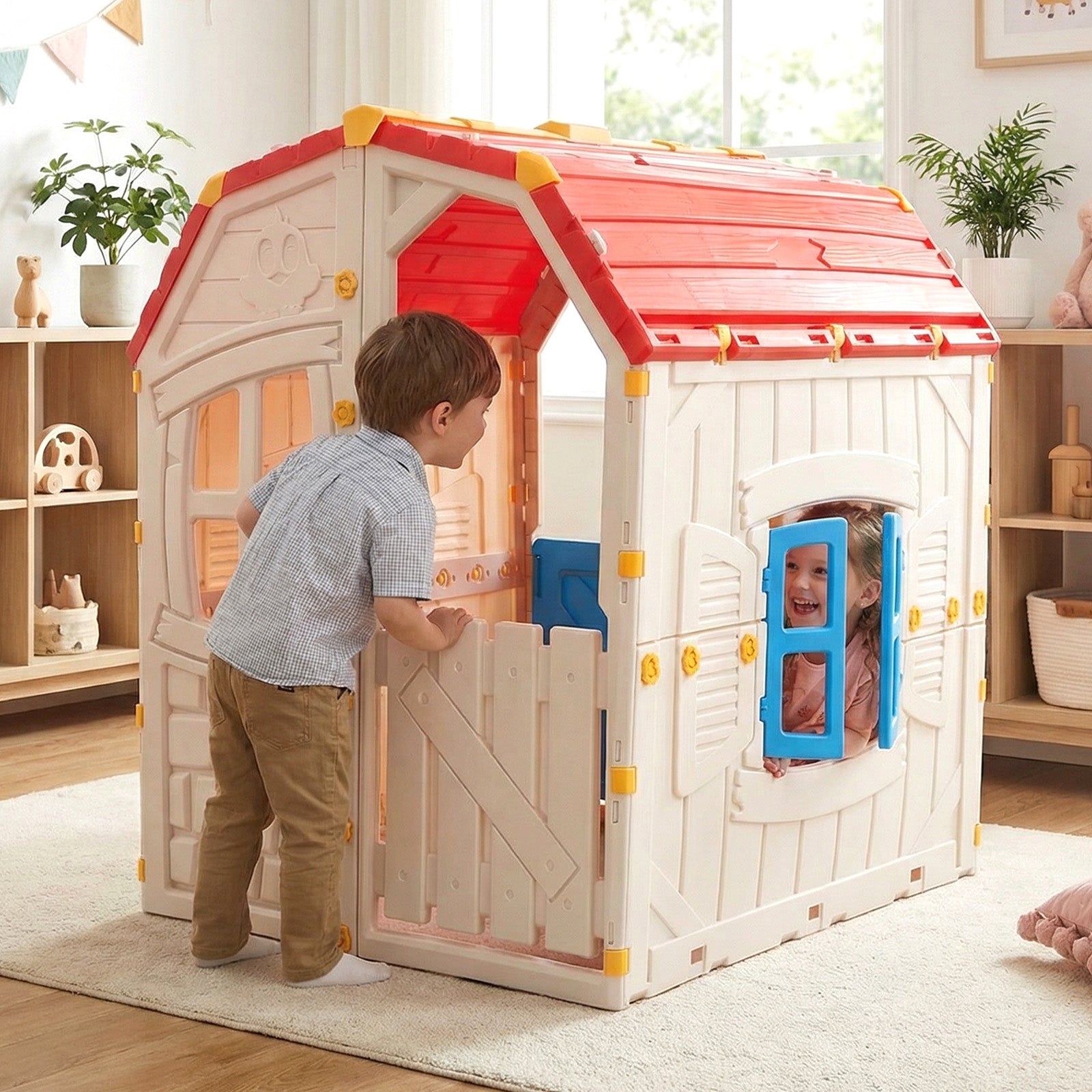 Kids Outdoor Playhouse with Openable Windows and Door for Indoor Room, Blue Play Tents & Playhouse at Gallery Canada