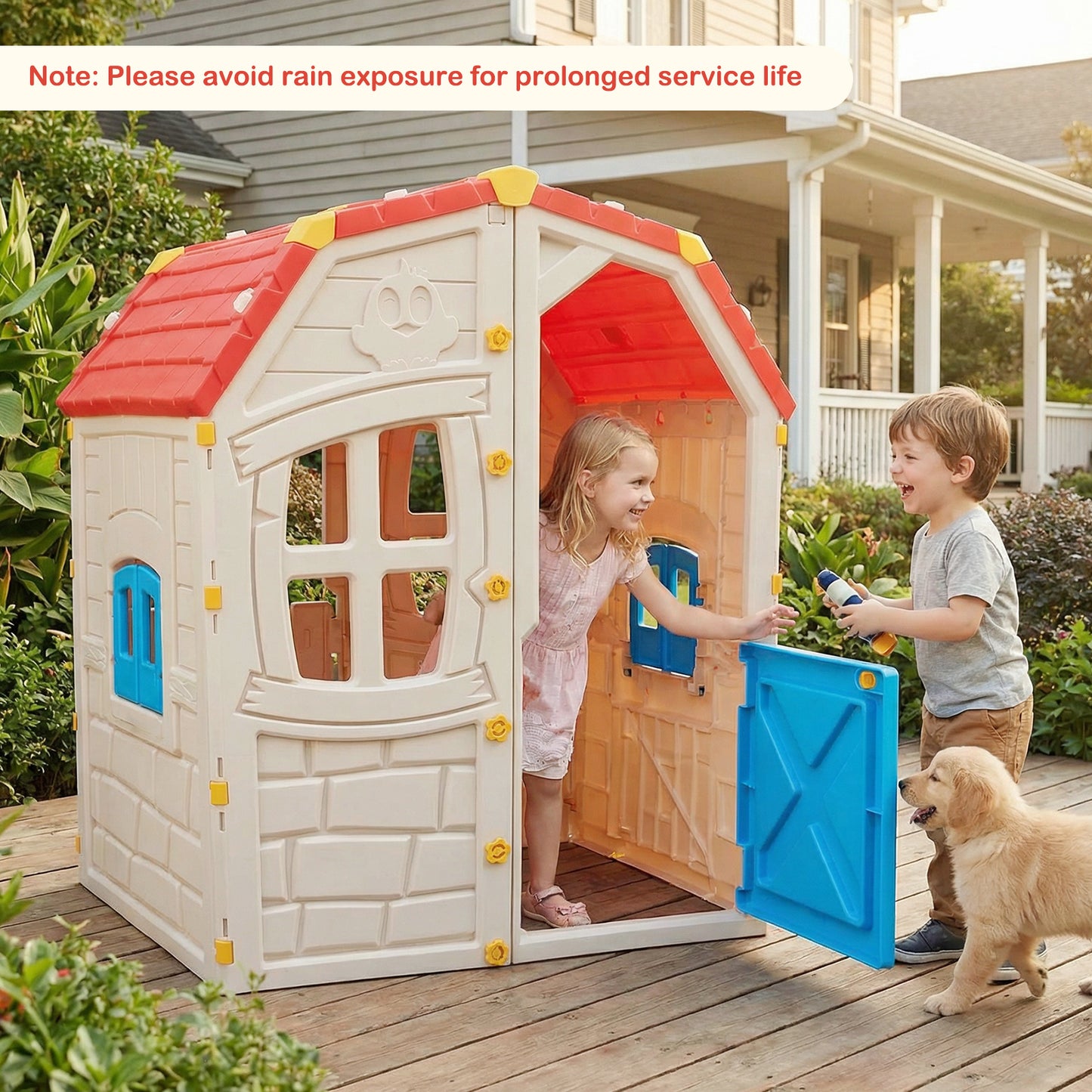 Kids Outdoor Playhouse with Openable Windows and Door for Indoor Room, Blue Play Tents & Playhouse at Gallery Canada