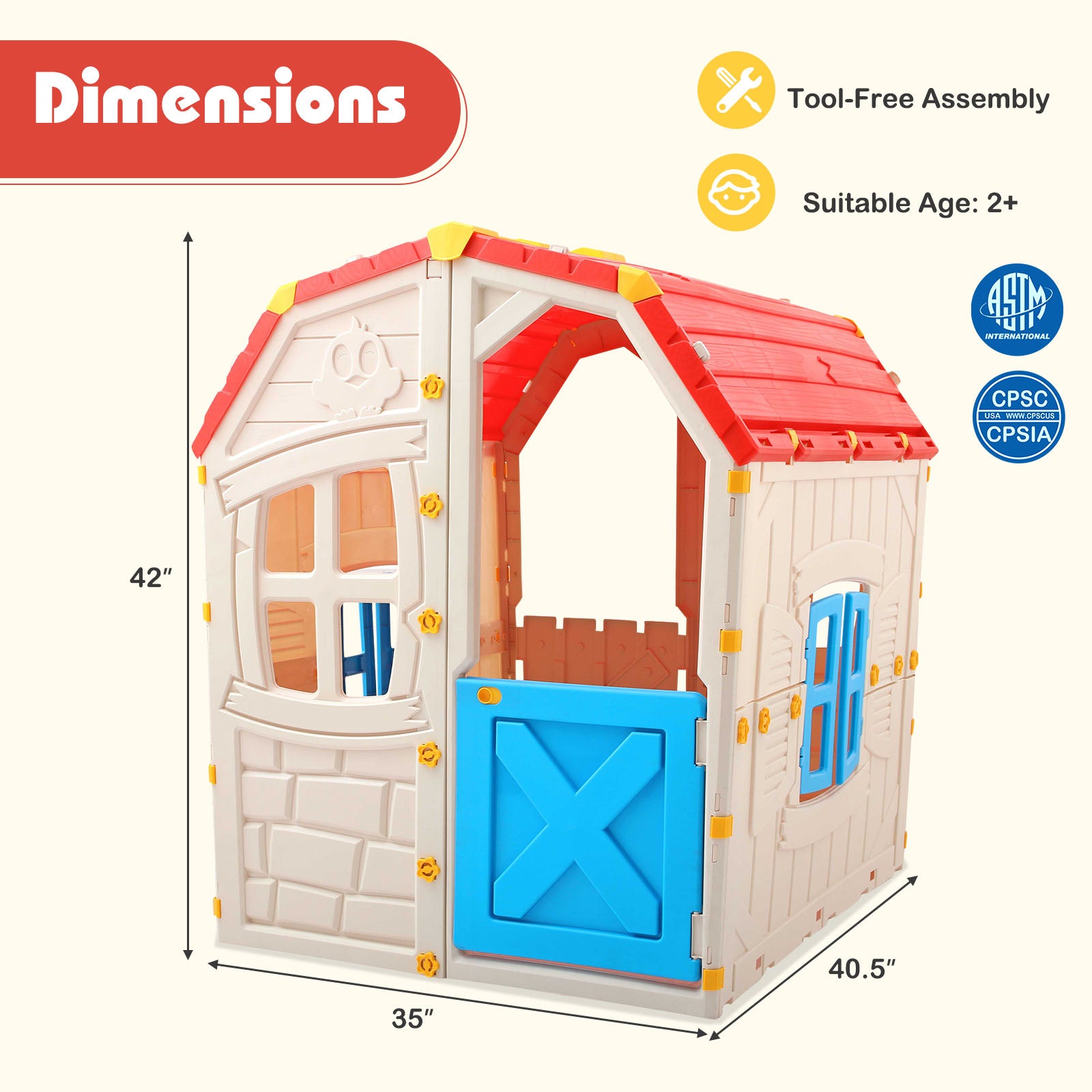 Kids Outdoor Playhouse with Openable Windows and Door for Indoor Room, Blue Play Tents & Playhouse at Gallery Canada