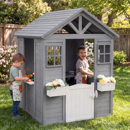 Kids Outdoor Playhouse with Sink, Gray Spruce Wooden Play Tents & Playhouse at Gallery Canada