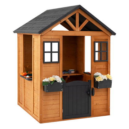 Kids Outdoor Playhouse with Sink, Wooden Cottage, Natural Play Tents & Playhouse at Gallery Canada