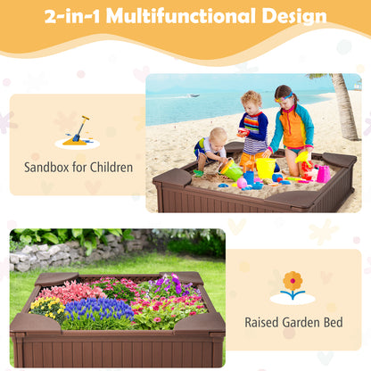 Kids Outdoor Sandbox, with Oxford Cover, 4 Corner Seats, Brown Sandboxes at Gallery Canada