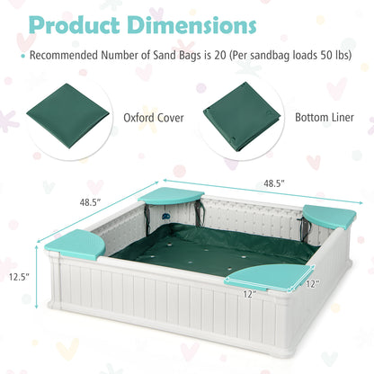 Kids Outdoor Sandbox With Oxford Cover, 4 Corner Seats, White Sandboxes at Gallery Canada