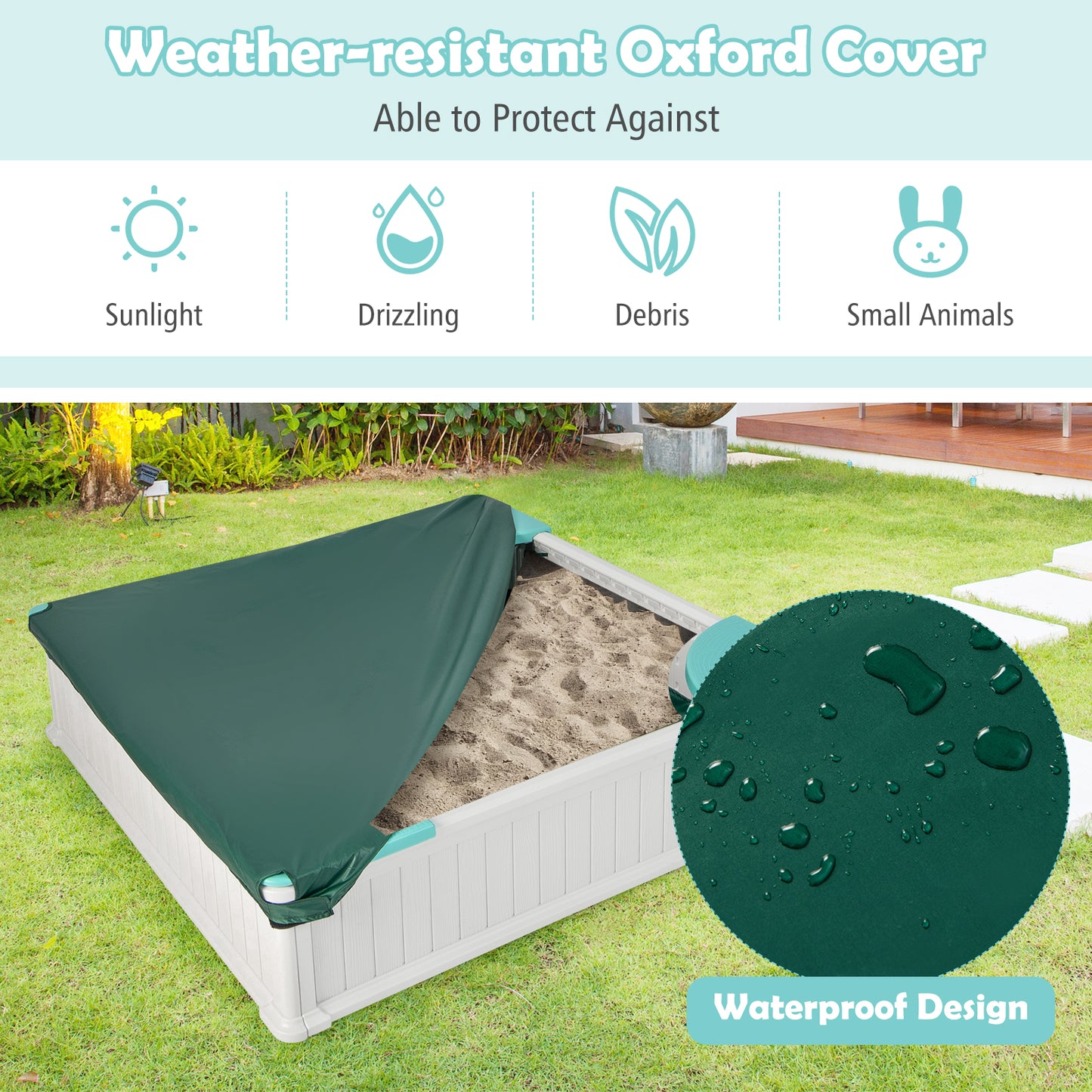 Kids Outdoor Sandbox With Oxford Cover, 4 Corner Seats, White Sandboxes at Gallery Canada