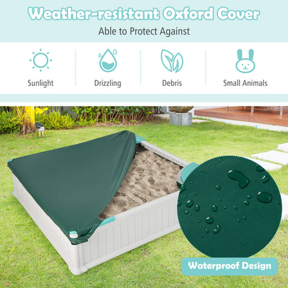 Kids Outdoor Sandbox With Oxford Cover, 4 Corner Seats, White Sandboxes at Gallery Canada