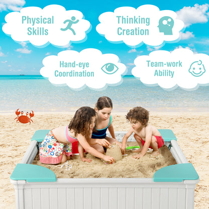 Kids Outdoor Sandbox With Oxford Cover, 4 Corner Seats, White Sandboxes at Gallery Canada