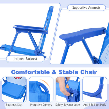 Kids Outdoor Table And Chair Set, 2 Folding Chairs, Height Adjustable Umbrella, Blue Kids Table & Chair Sets at Gallery Canada