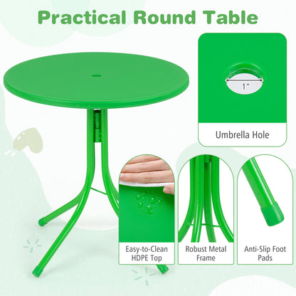 Kids Outdoor Table And Chair Set, 2 Folding Chairs, Height Adjustable Umbrella, Beige Kids Table & Chair Sets at Gallery Canada