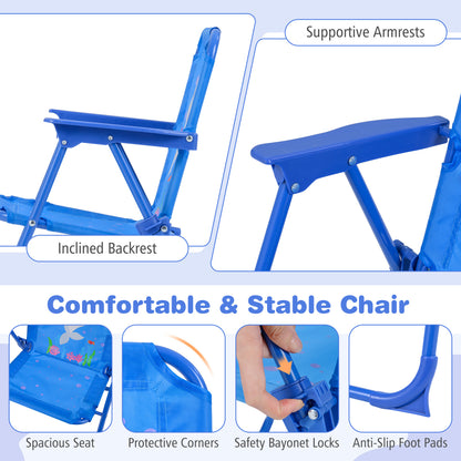 Kids Outdoor Table And Chair Set, 2 Folding Chairs, Adjustable Umbrella, Navy Kids Table & Chair Sets at Gallery Canada