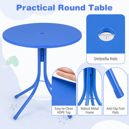 Kids Outdoor Table And Chair Set, 2 Folding Chairs, Adjustable Umbrella, Navy Kids Table & Chair Sets at Gallery Canada