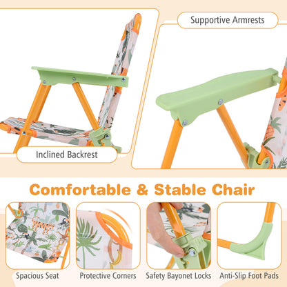 Kids Outdoor Table And Chair Set, 2 Folding Chairs, Height Adjustable Umbrella, Yellow Kids Table & Chair Sets at Gallery Canada