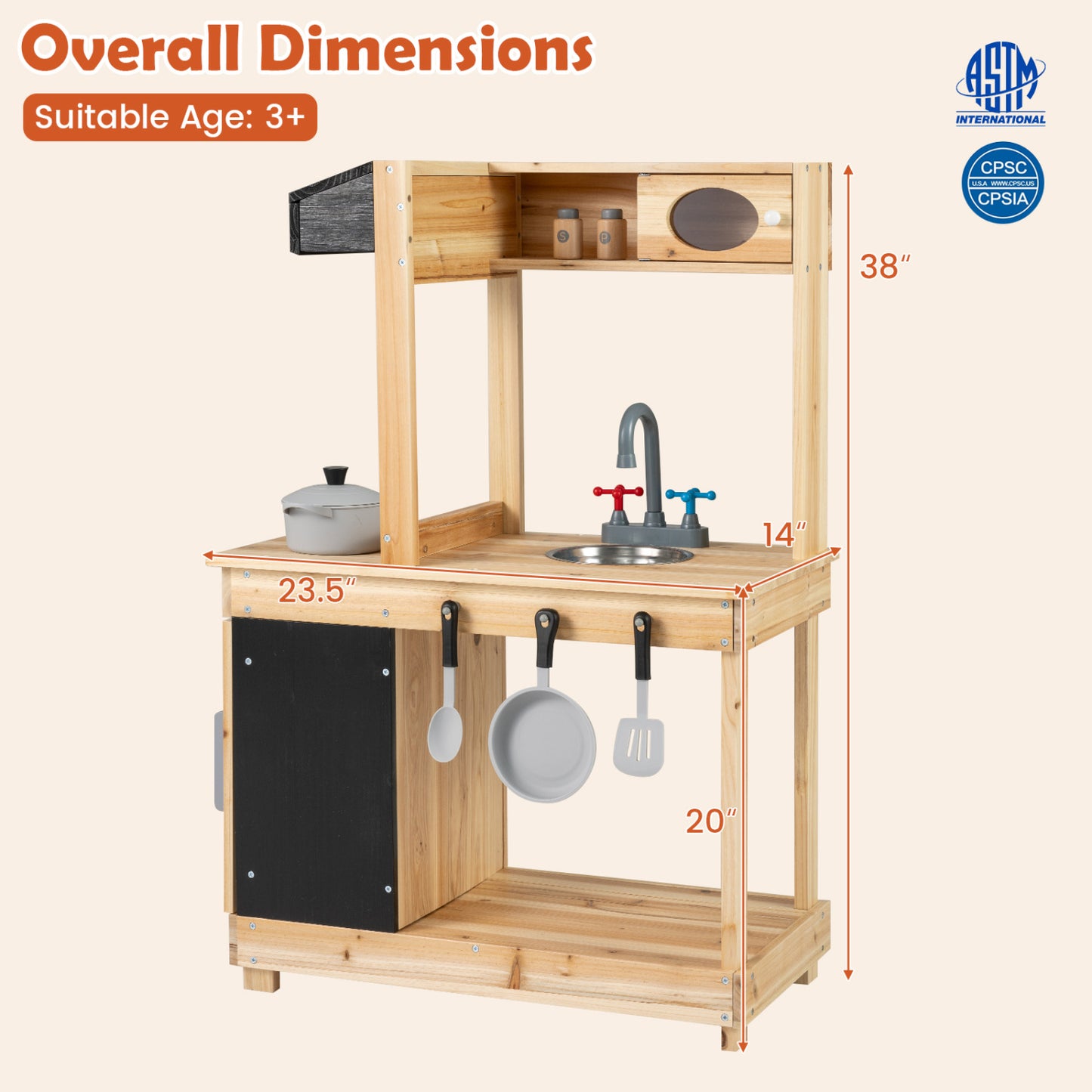Kids Outdoor Wooden Mud Kitchen with Stoves and Chalkboard, Natural Play Kitchen Sets at Gallery Canada