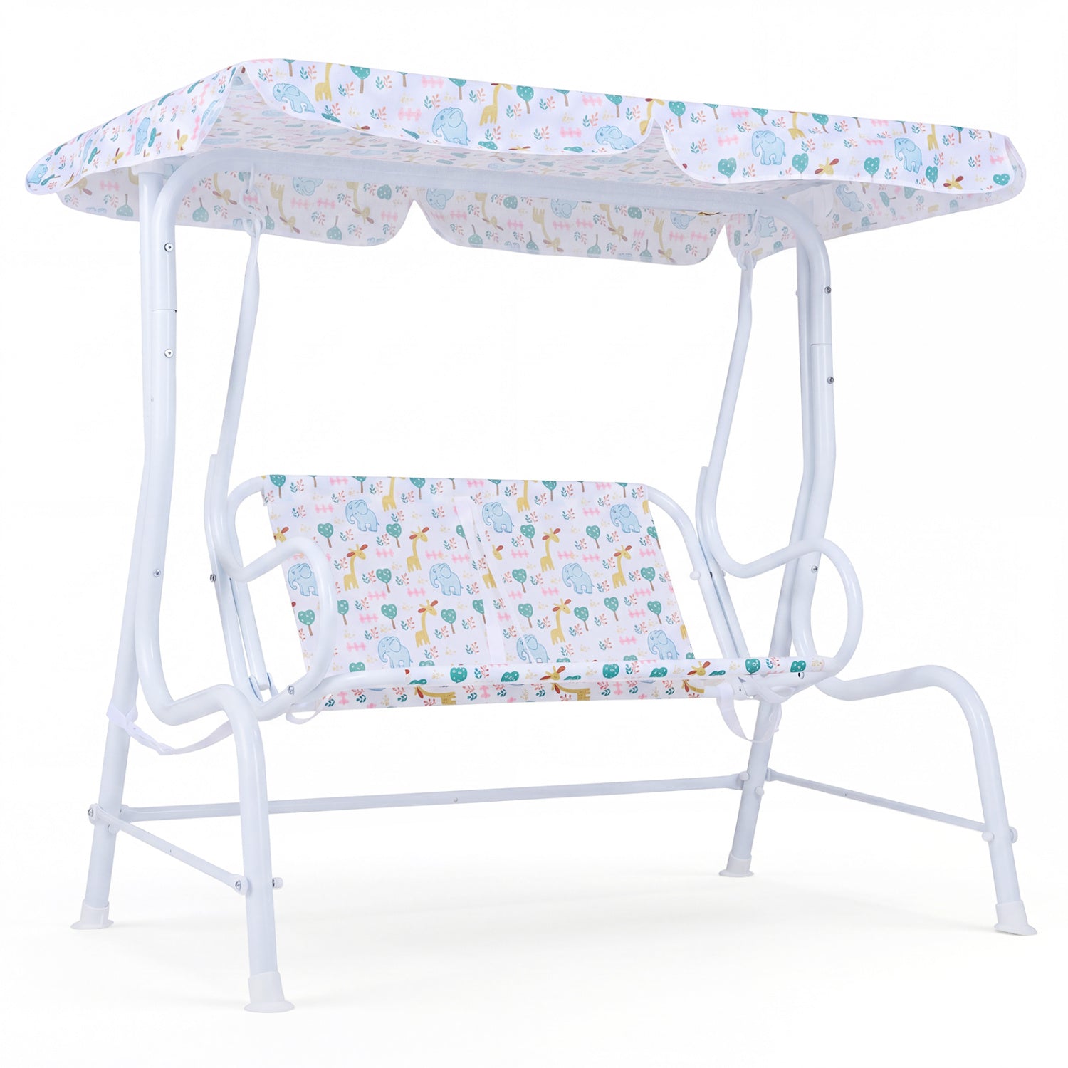 Kids Patio Swing, 2-Seater Outdoor Lounge Chair, Adjustable Canopy, White Swing & Playsets White at Gallery Canada