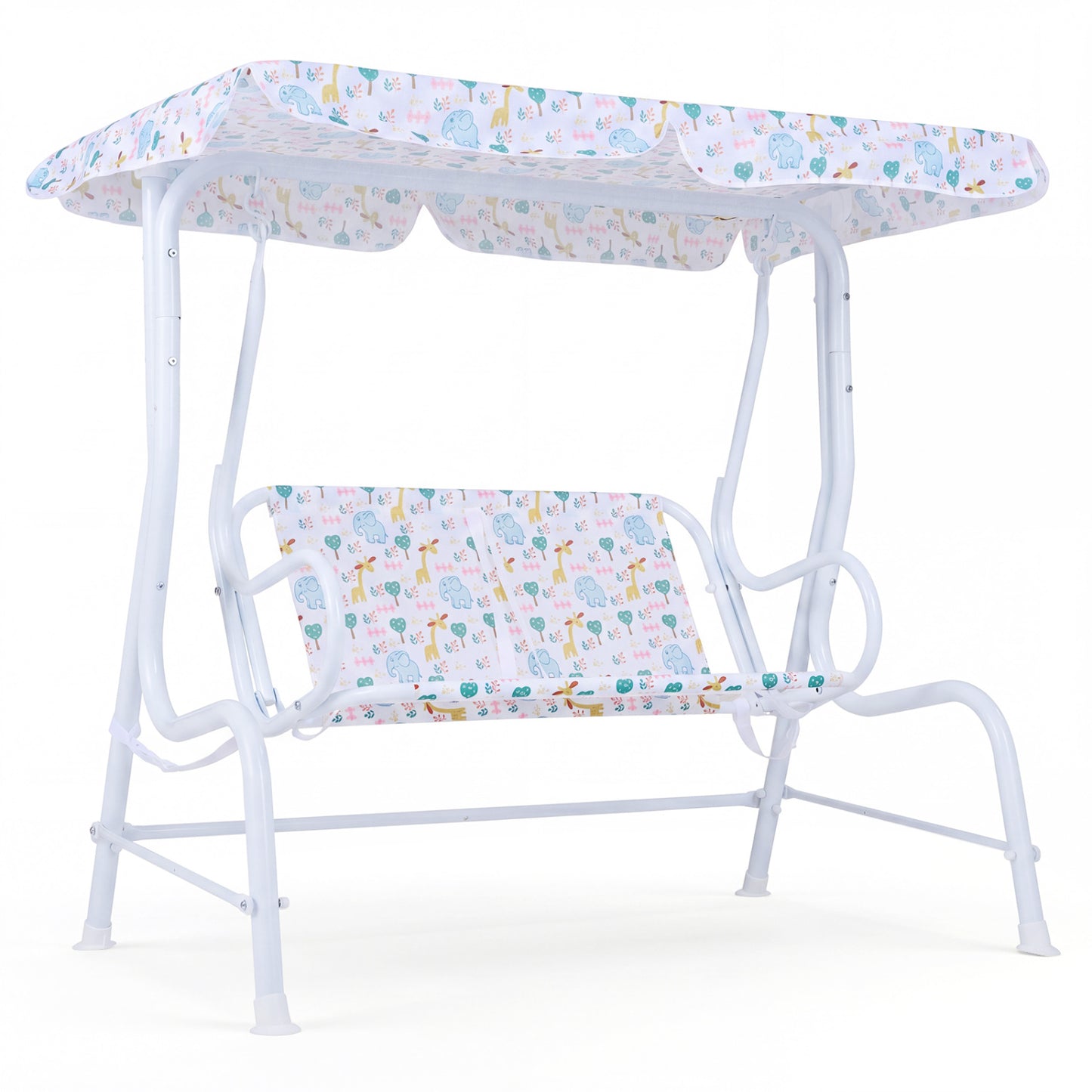 Kids Patio Swing, 2-Seater Outdoor Lounge Chair, Adjustable Canopy, White Swing & Playsets White at Gallery Canada